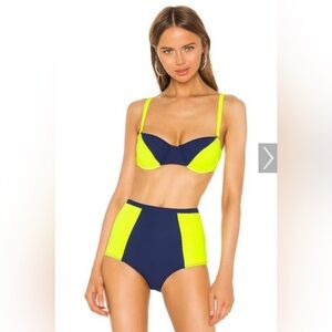 FLAGPOLE Electra Bikini Top/Stephanie Bottom in Navy & Tennis - Size S/M